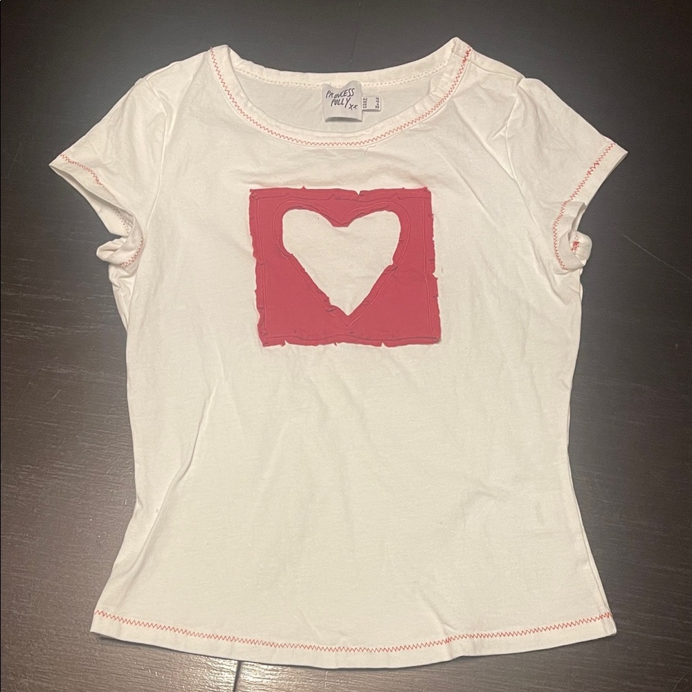 Princess Polly White Top with Red Heart